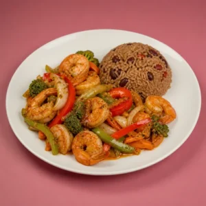 Légumes sautés aux crevettes